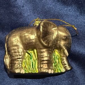 Kurt S. Adler Elephant Hand Blown Glass Ornament KSA Metal Tag Glitter